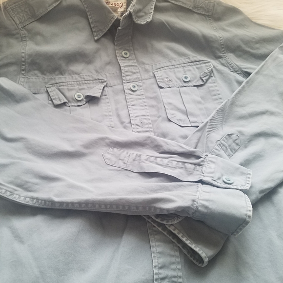 💥5/$25 Abercrombie & Fitch Military Two Pocket Overshirt In Khaki - Picture 3 of 13